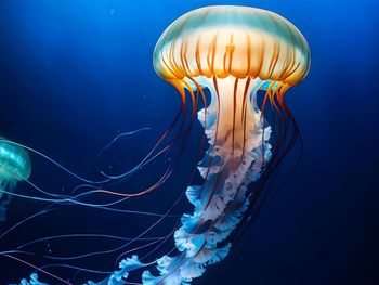 Jellyfish swimming in sea