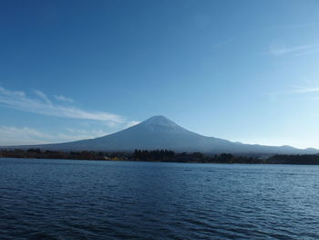 Scenic view of lake against blue sky