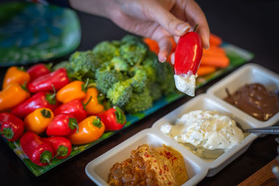 High angle view of vegetables on table