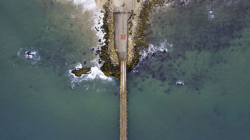 High angle view of pier on sea 