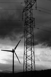 Low angle view of wind turbine