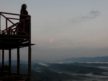 Scenic view of mountains against sky during sunset