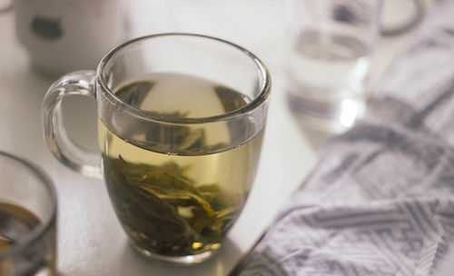 Close-up of tea cup on table