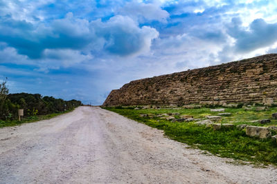 Dirt road along countryside landscape