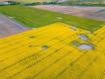 High angle view of field