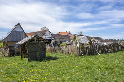Medieval housing scenery in sunny ambiance at early spring time