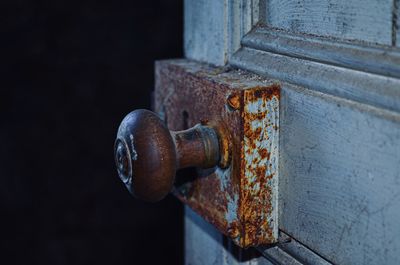 Close-up of old rusty metal door