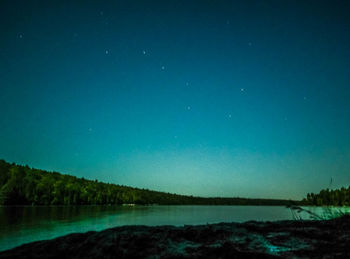 Scenic view of calm sea against clear sky