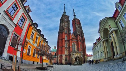 Panoramic view of cathedral in city against sky