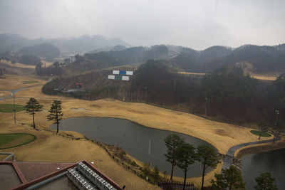 High angle view of landscape against sky