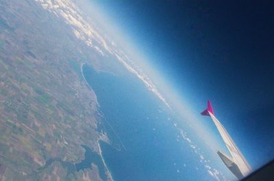 Aerial view of vapor trails in sky