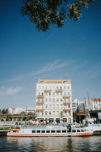 View of buildings against blue sky