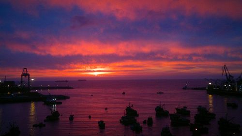 Scenic view of sea at sunset