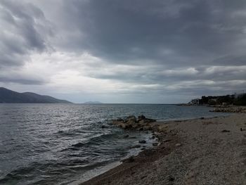 Scenic view of beach against sky