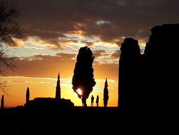 Silhouette of buildings against sky during sunset