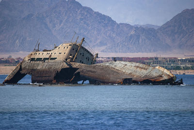 The remains of the loullia on the northern edge of gordon reef in the straits of tiran near sharm