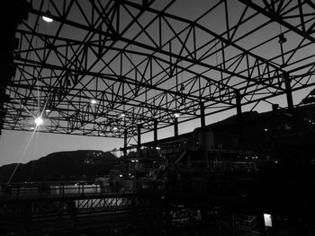 Low angle view of silhouette roof against sky