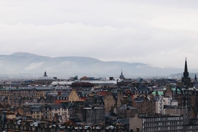 High angle view of buildings in city