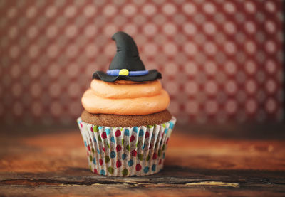 Close-up of cupcakes on table