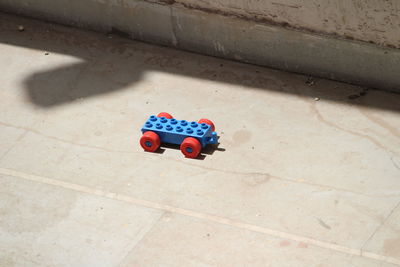 High angle view of toy on floor