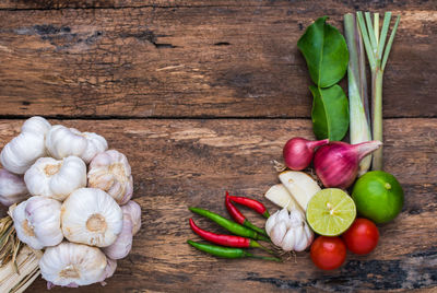 High angle view of ingredients on table