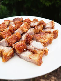 Close-up of food in plate on table