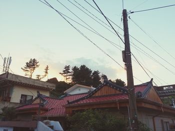 Low angle view of electricity pylon