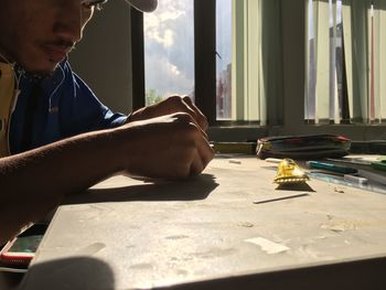 Man working on table