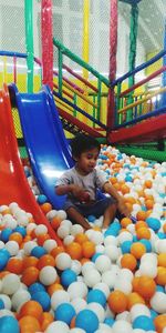 Boy playing in playground