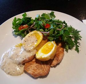 Close-up of breakfast on plate