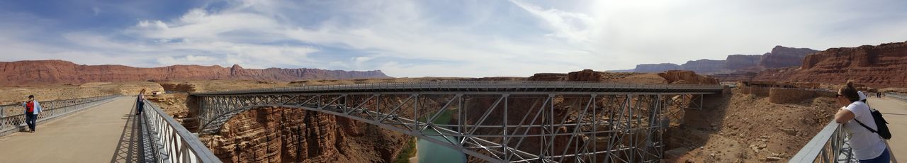 Panoramic view of bridge against cloudy sky