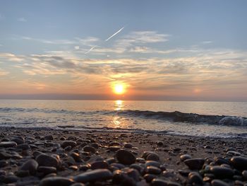 Scenic view of sea during sunset