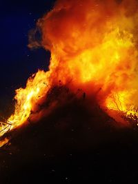 Close-up of bonfire at night