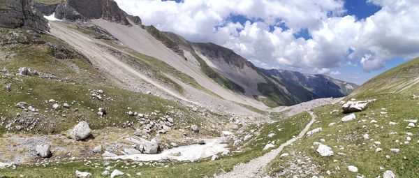 Scenic view of mountains against sky