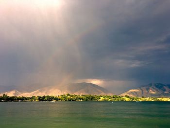 Scenic view of lake against sky