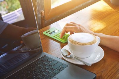 Coffee cup on table