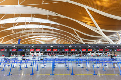 Row of shopping cart in airport