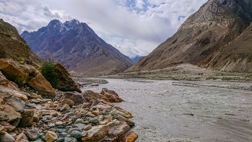 Scenic view of mountains against sky