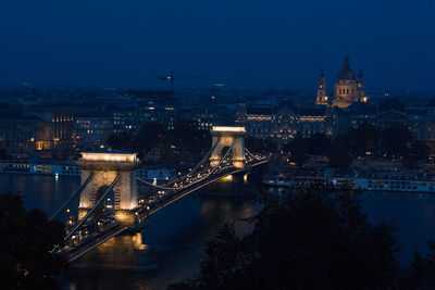 Aerial view of city at night