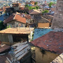 High angle view of townscape and rooftops