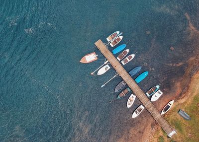 Aerial view of boats on sea