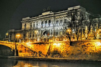 View of illuminated building at night