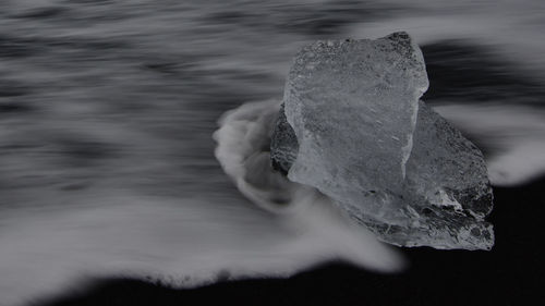 Close-up of ice on rock