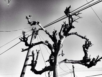 Low angle view of electricity pylon