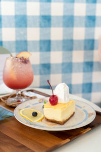 Close-up of cake on table