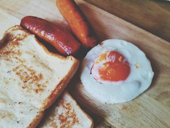 Close-up of breakfast served on table