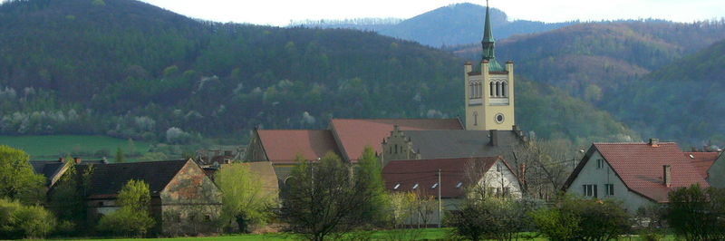 Houses on mountain against sky