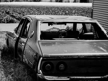 Vintage car on field