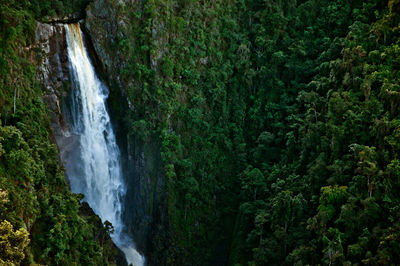 High angle view of bordones waterfall on mountain