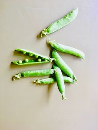 High angle view of green chili pepper on table